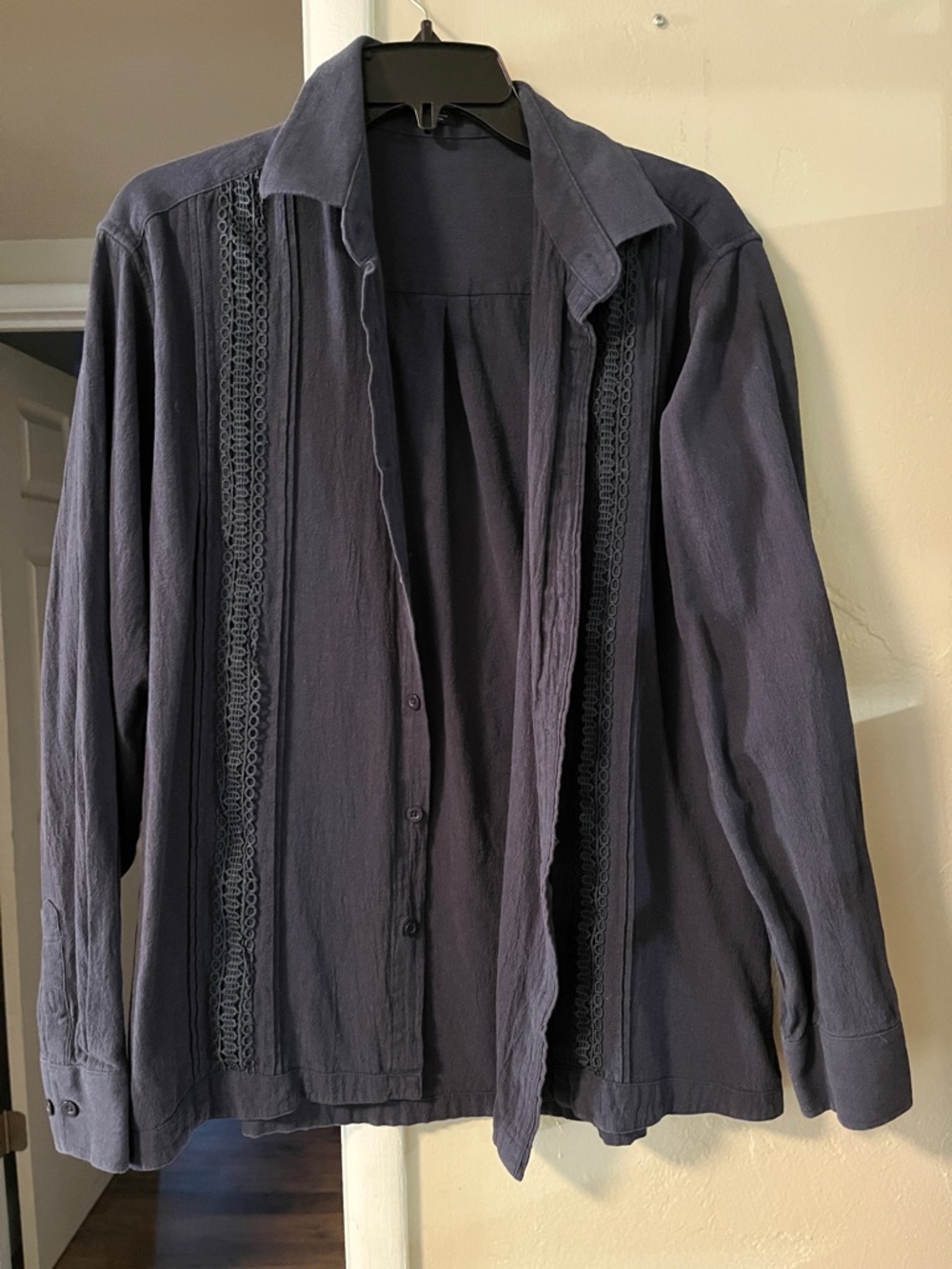 Men's Casual Navy Button-Down Shirt